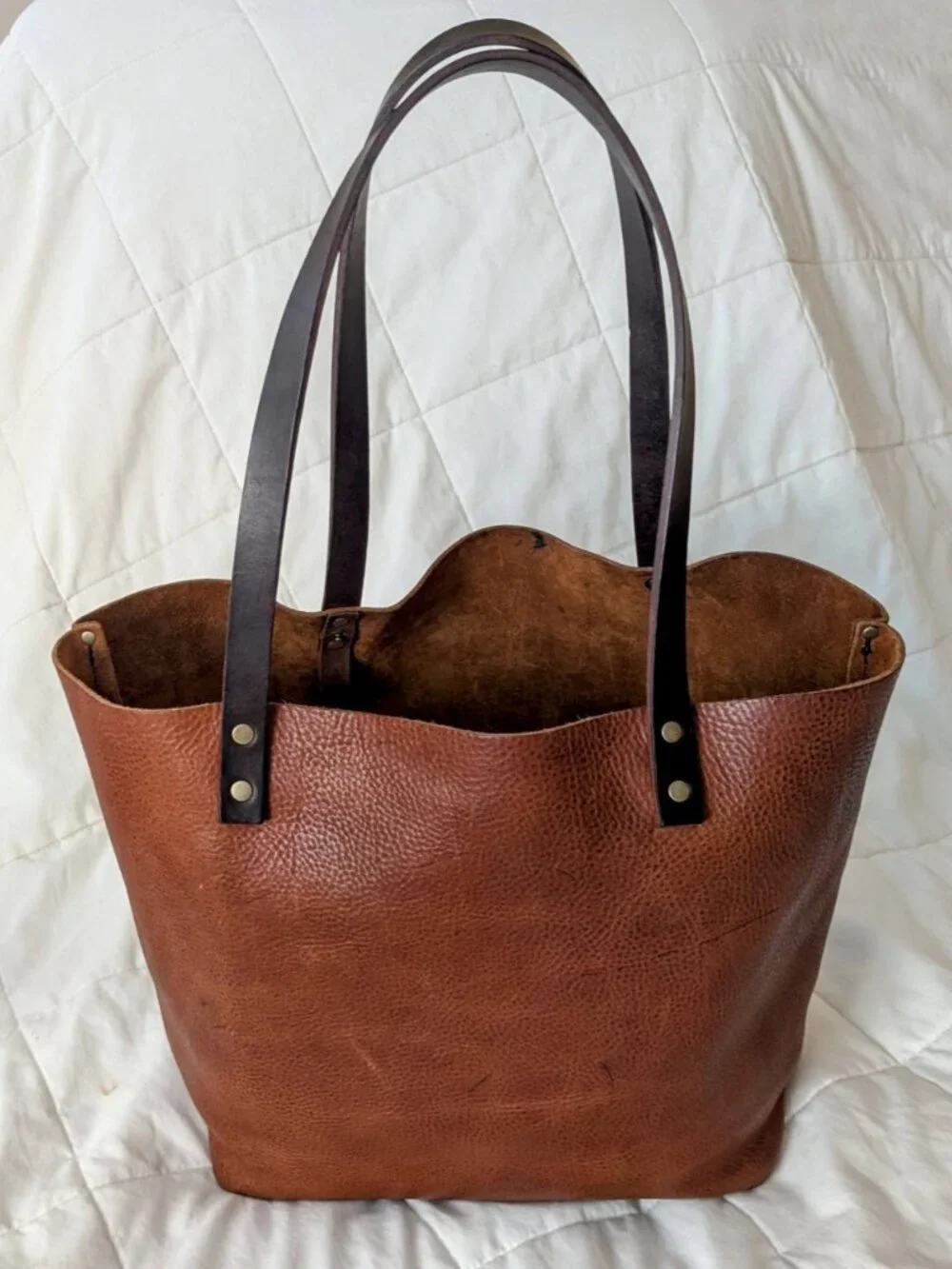 RARE Custom Portland Leather Goods Large Classic Tote Bag in Nutmeg MADE IN USA - Picture 3 of 13